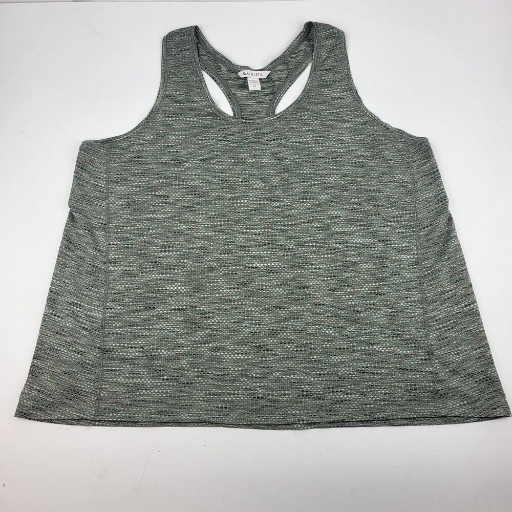 Athleta Green Gray Ultimate Scoop Mesh Athletic Athleisure Tank Top Size 2x